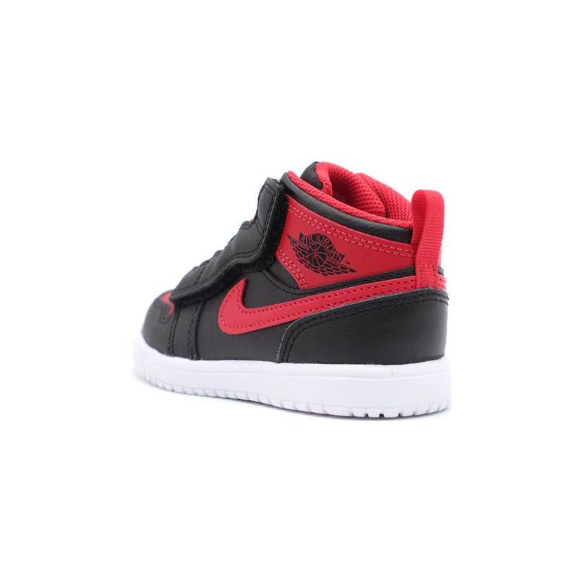 Jordan Air 1 Mid Alt "Bred Toe" Нескользящие Прочные Полувысокие Детские Кроссовки Детская обувь Черный AR6352-060