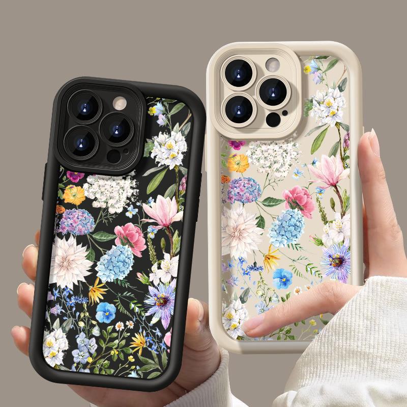 Чехол для телефона с цветными цветами Для iPhone 16pro 14pro 15 Pro Max 11 12 13 16 14 Plus Силиконовый противоударный чехол