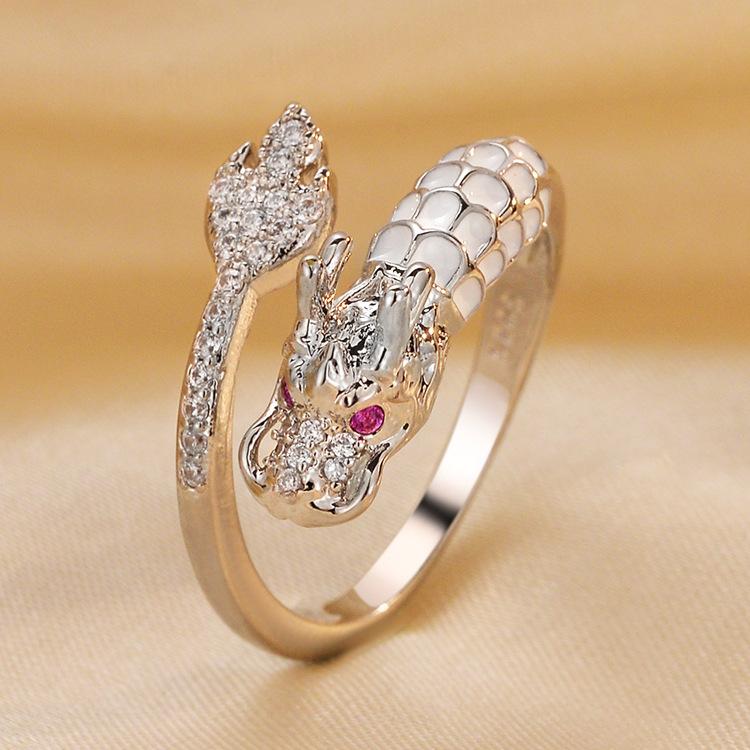 Кольцо на год Дракона, год рождения, знак зодиака, открытое, женское, легкое, роскошное, продвинутое, осенне-зимнее, кольцо, кольцо