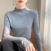 Осенне-зимний женский свитер с полувысоким воротником, женский тонкий свитер, тонкий однотонный трикотаж