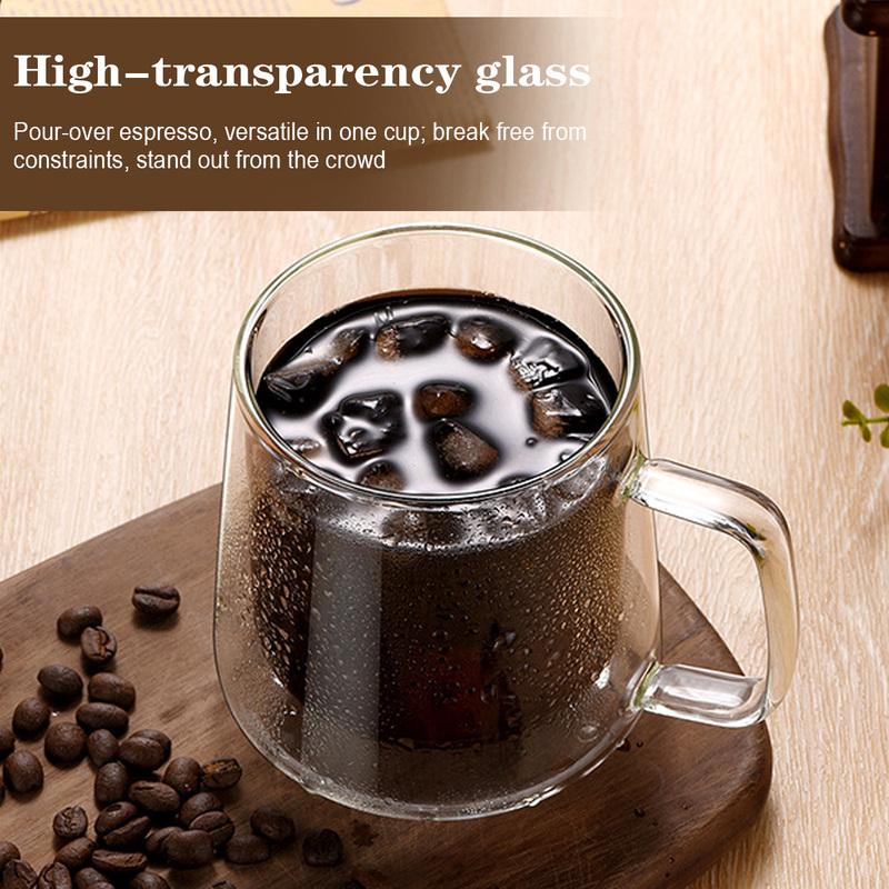 Double Wall Insulated Glass Cups, 13.5oz/24oz Glass Coffee Mugs, Clear Espresso Mugs for Latte, Cappuccino Cup with Handle