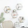 Металлическая шестиугольная настенная полка для хранения, украшение для гостиной, спальни