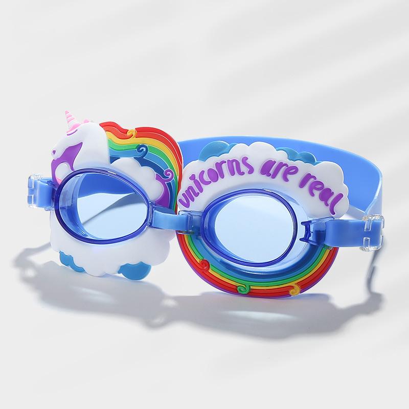 Детские милые мультяшные очки для плавания, водонепроницаемые очки для бассейна, противотуманные очки для водного спорта, дайвинга, серфинга, очки с берушами