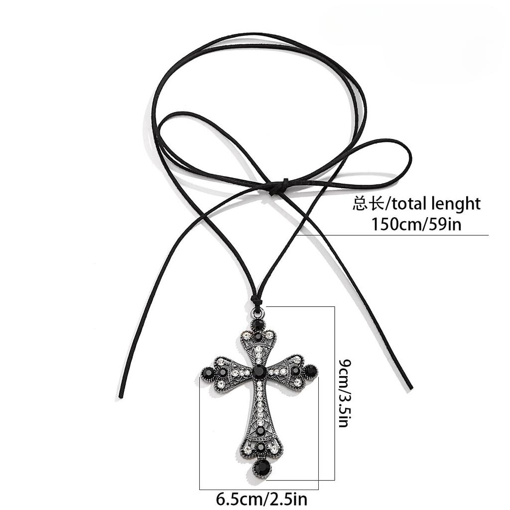 Готический крест ожерелье многослойный жемчужный крест кулон ожерелье панк ретро крест ожерелье женское толстое крест ожерелье