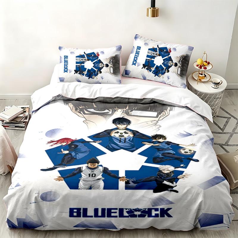 Blue Lock 3pc set Perfect for bedroom use Comfortable bedding set includes a duvet cover and two pillowcases Ideal birthday or Christmas gift