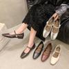 Retro Single Shoes Women's Light Mouth Buckle Heel French Mary Jane Shoes Fashion 2025 Low Square Head Autumn New Word
