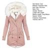 Women Winter Cotton Coat Plus Size Faux Fur Hood Fleece-lined Zip-up Press Button