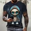 Men's Cute Skull Pattern T-shirt 3D Printed Short Sleeved T-shirt Summer Fashion Street Leisure Sports Plus Size Men's Clothing