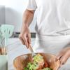 Силиконовая кухонная утварь с ручкой из натурального дерева с ведром для хранения, термостойкая и антипригарная, лопаточка и ложка