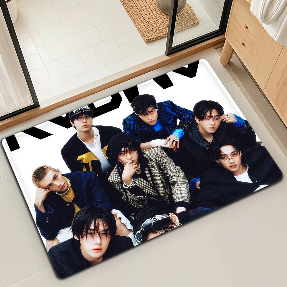 K-Kids Hop Karma Kpop S-Stray Microfiber Decorative Versatile Bath Door Mat Flannel Floor Mat Quick Dry Absorbent Non-slip Sole