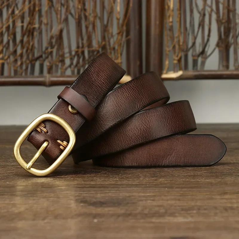 2.8 см женские ремни из натуральной кожи высокого качества из натуральной кожи для женщин с латунной пряжкой, ковбойский поясной ремень класса люкс от дизайнера