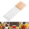6Pcs/set Stainless Steel Chocolate Fork Hot Pot Forks Wooden Cheese Fruit Dessert Fork Fondue Melting Skewer Kitchen Accessories