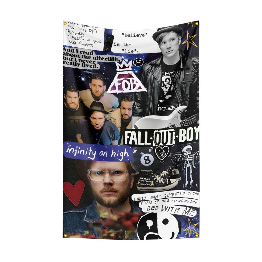 Флаг Fall Out Boy Рок-музыкальная группа Баннер HD-печать Гобелен Выставка, Фанаты музыкальной группы, Декор гаража