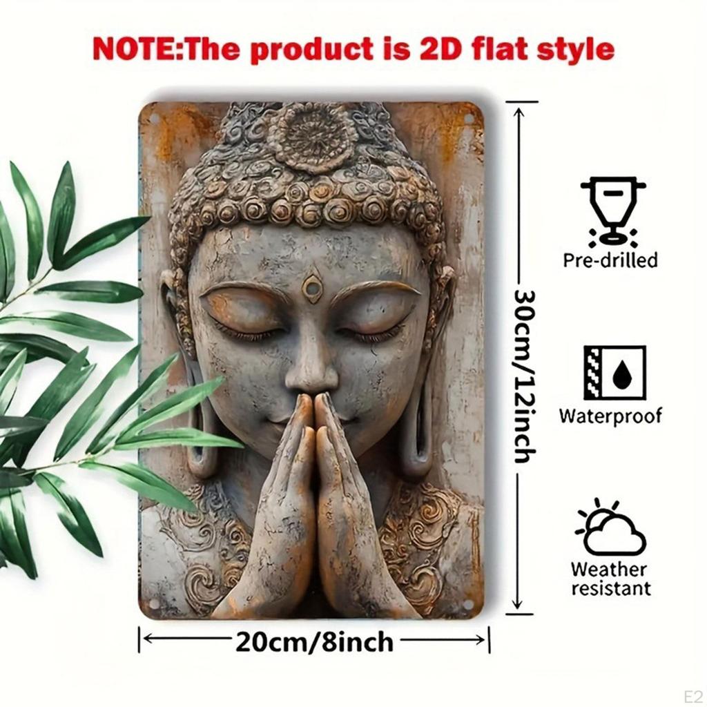 Buddha Wall Plaque Ornament 2D Flat Gifts Versatile Metal Art Decor Accessories for Cabinet
