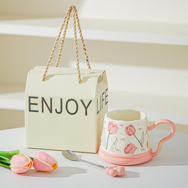 Souvenir Gifts Pastoral Style Single Cup Sunflower Ceramic Cup Household Set Mug Tulip Cup