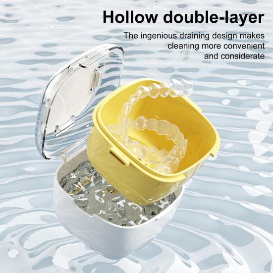 Двухслойный держатель для зубных протезов, контейнер для хранения брекетов, не содержащий бисфенол-А, компактный портативный дренажный многослойный портативный футляр для хранения зубных протезов