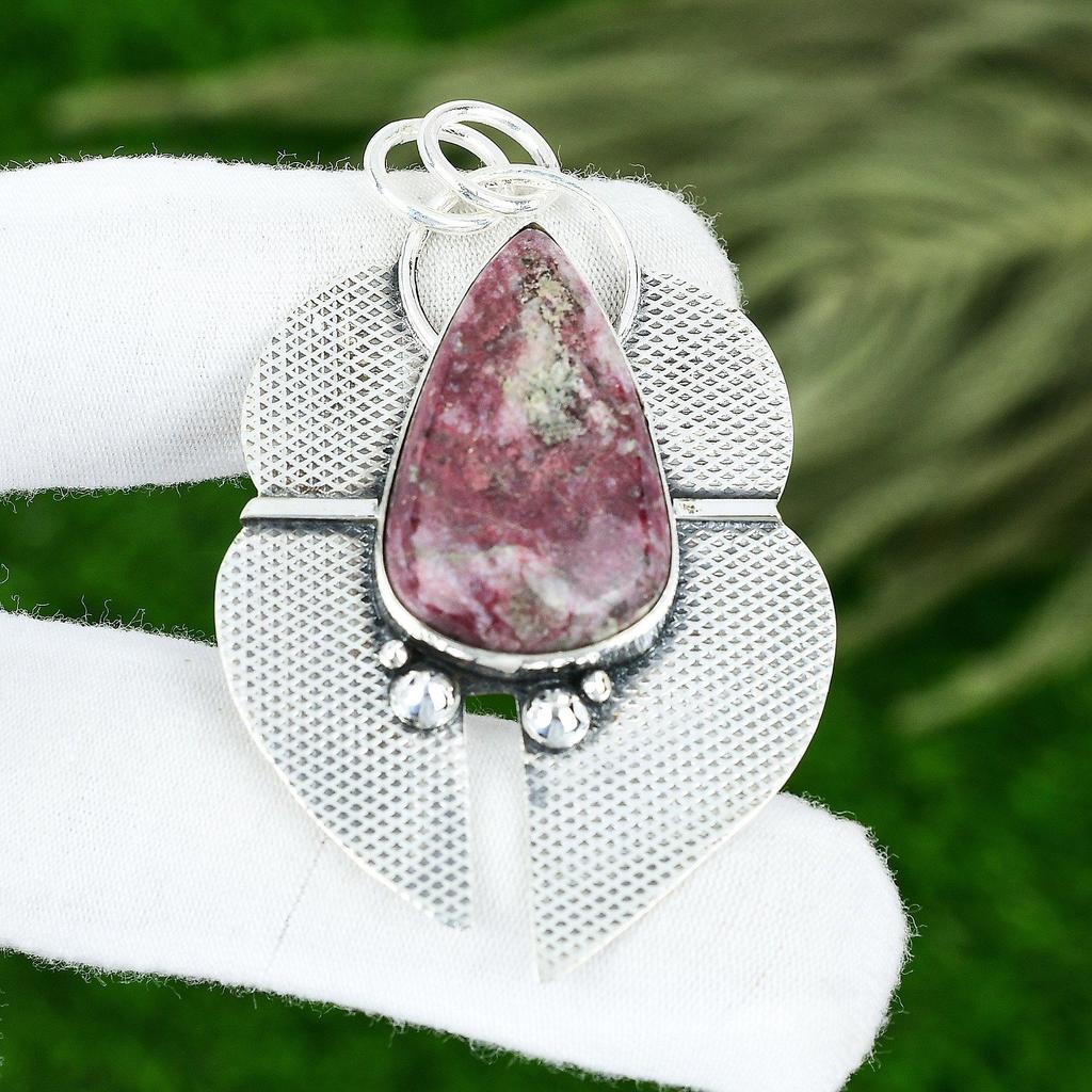 Сделка ко Дню памяти Серебро 925 пробы Тулит Драгоценный камень Безель Элегантный Новый Подвеска