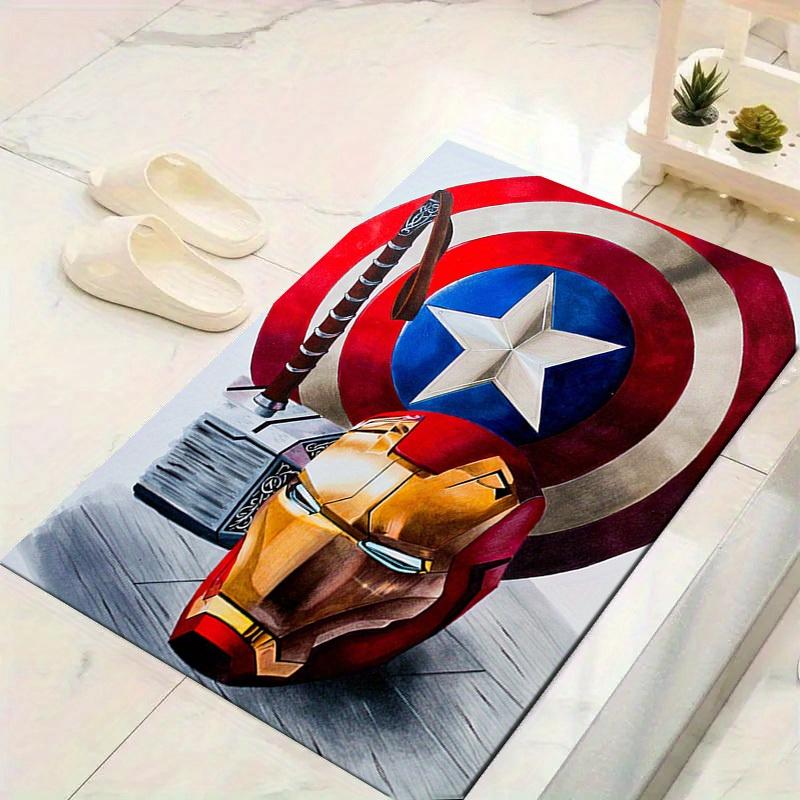 1 шт. Коврик для пола Marvel Мстители Супергерои, Нескользящий коврик, Дизайн с персонажами мультфильмов, Мягкий велюр, Декор для комнаты, Моющийся