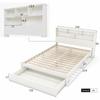Solid Wood Double Bed with Drawers and Slatted Frame, Bookshelf Youth and Adult Children's Bed, 140x200cm White
