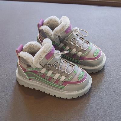 Зимние сапоги для девочек от 5 до 12 лет, зимняя детская хлопковая обувь на флисовой подкладке, теплые уличные кроссовки