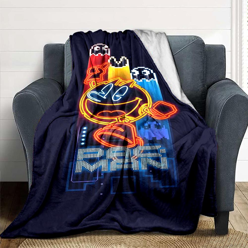 1Pc Pacman Adventure Blanket For Couch Bed Plush Cozy Fuzzy Blanket Super Soft Warm Blankets For Fall And Winter 091890
