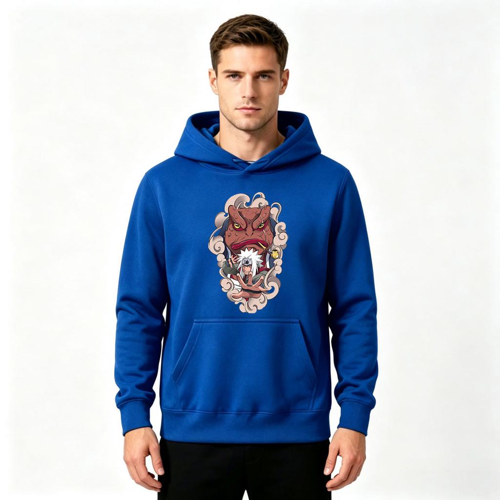 Men's Print Pullover Hoodie, Anime Toad Jiraiya Pattern Casual Long Sleeve Hooded Sweatshirt for Daily Wear