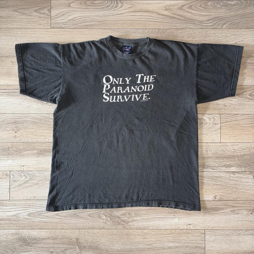 Only The Paranoid Survive faded black tee shirt Unisex T-Shirt