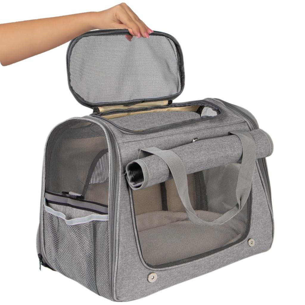 Carrier Bag for Cats and Dogs, Handy Travel, Gray, Ventilated