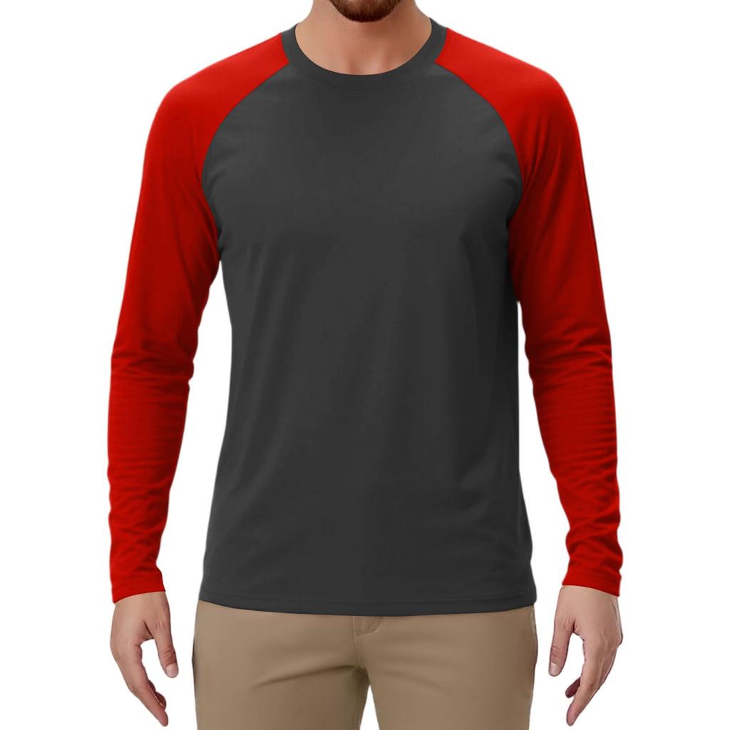 Color Mens Raglan Contrast Long Sleeve Sports Top