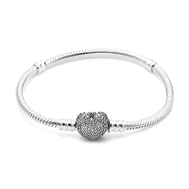 Pandora Bracelet Pave Heart Clasp Moment 590727CZ