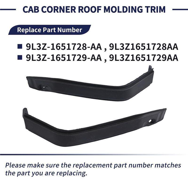 N61R-Cab Corner Roof Molding Trim For Ford F-150 2009-2014 Accessories Replace 9L3Z-1651728-AA 9L3Z-1651729-AA
