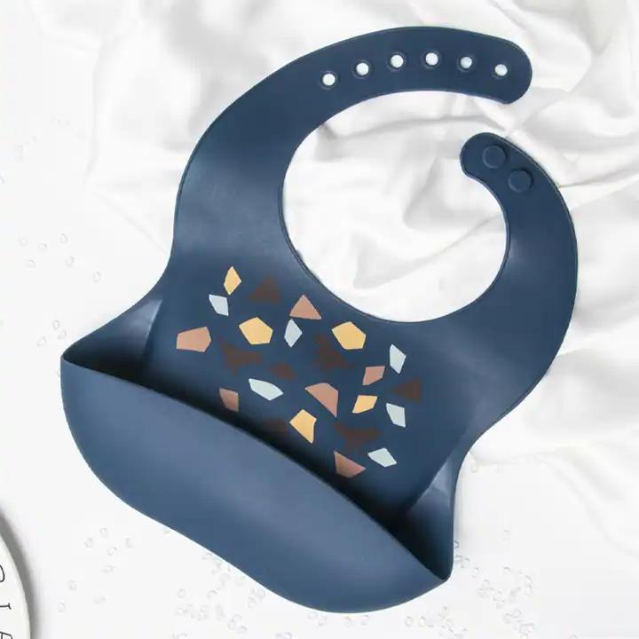 Flexible Silicone Bib with Cup Bib with Pocket Soft Waterproof Washable