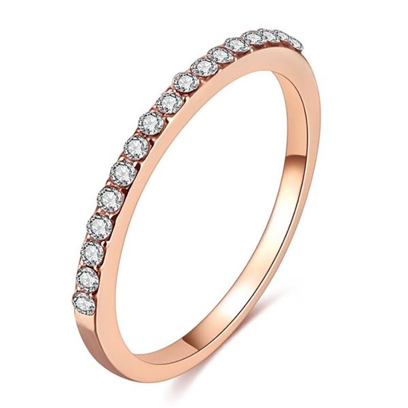 2026 New Arrival Trendy Rose Gold Silver Color Round Fashion Ring for Women Party Gift Jewelry Wholesale R5085A