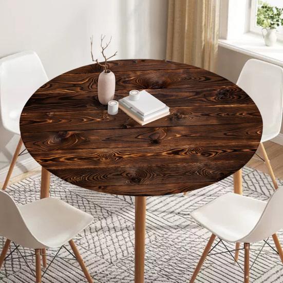 Круглая скатерть Yousheng 47,24 дюйма, моющаяся скатерть с эластичным краем, устойчивая к пятнам, для кухни, сада, улицы