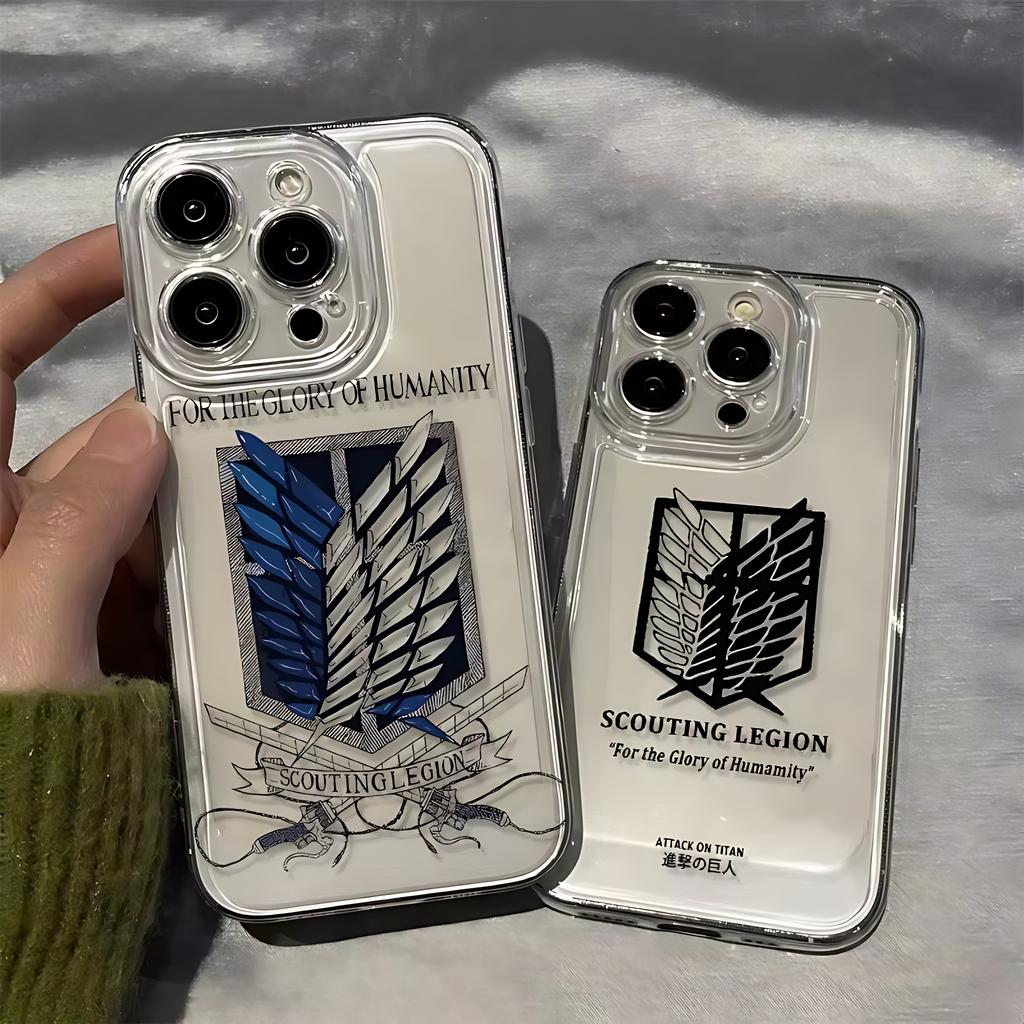 Чехол для телефона Атака Титанов для iPhone 17 16e 16 15 14 13 12 11 Mini Air Pro Max X XR 8 Plus Прозрачный Мягкий Задний Чехол