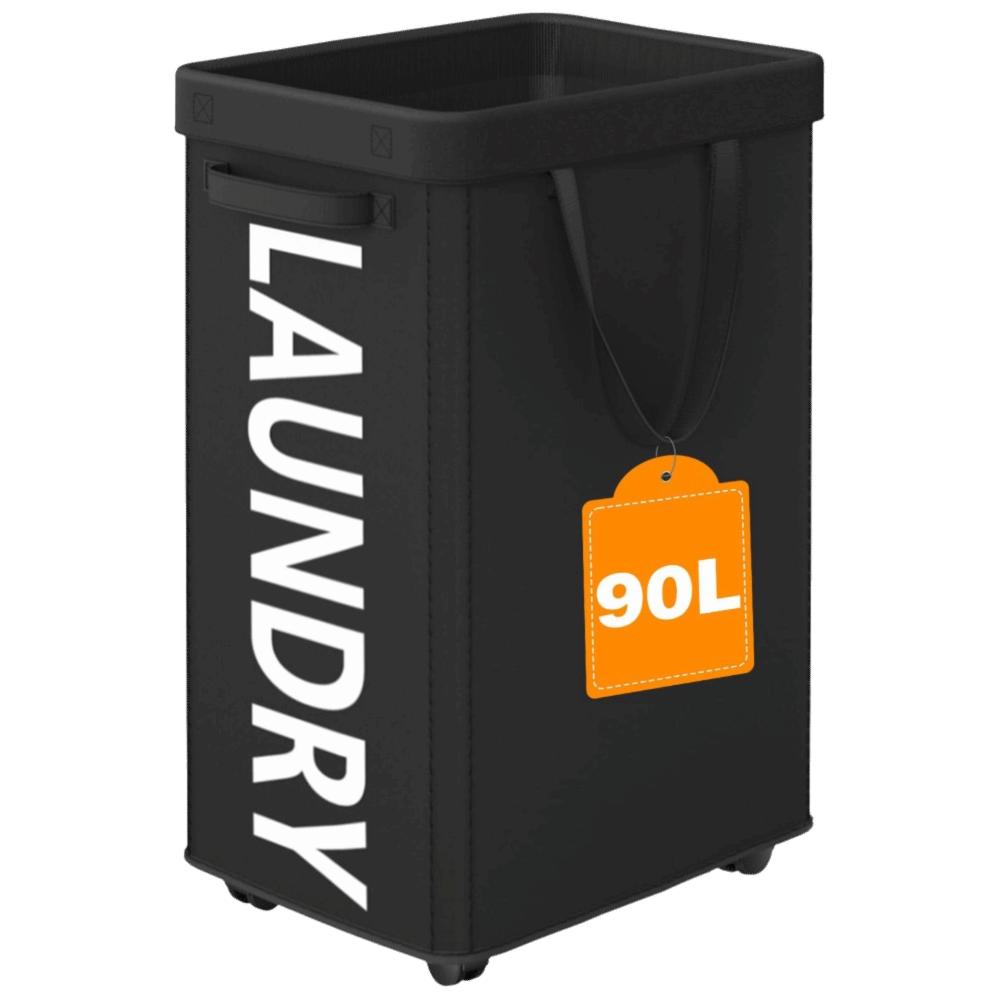 90L Capacity Laundry Basket with Rolling Removable Mesh Bag Clothes Hamper Organizer Sturdy Frame Foldable Hamper Dorm Use