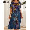 JPNTKY Women's Fashion Summer Spring Short Sleeve O-Neck Casual Dresses