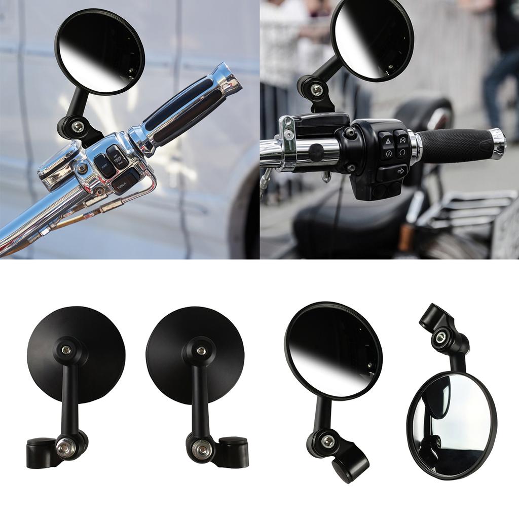 Vintage Motorcycles Scooter Handlebar Convex Mirror Black Round for ATV Scooter Dirt Bike Universal Convex Mirror