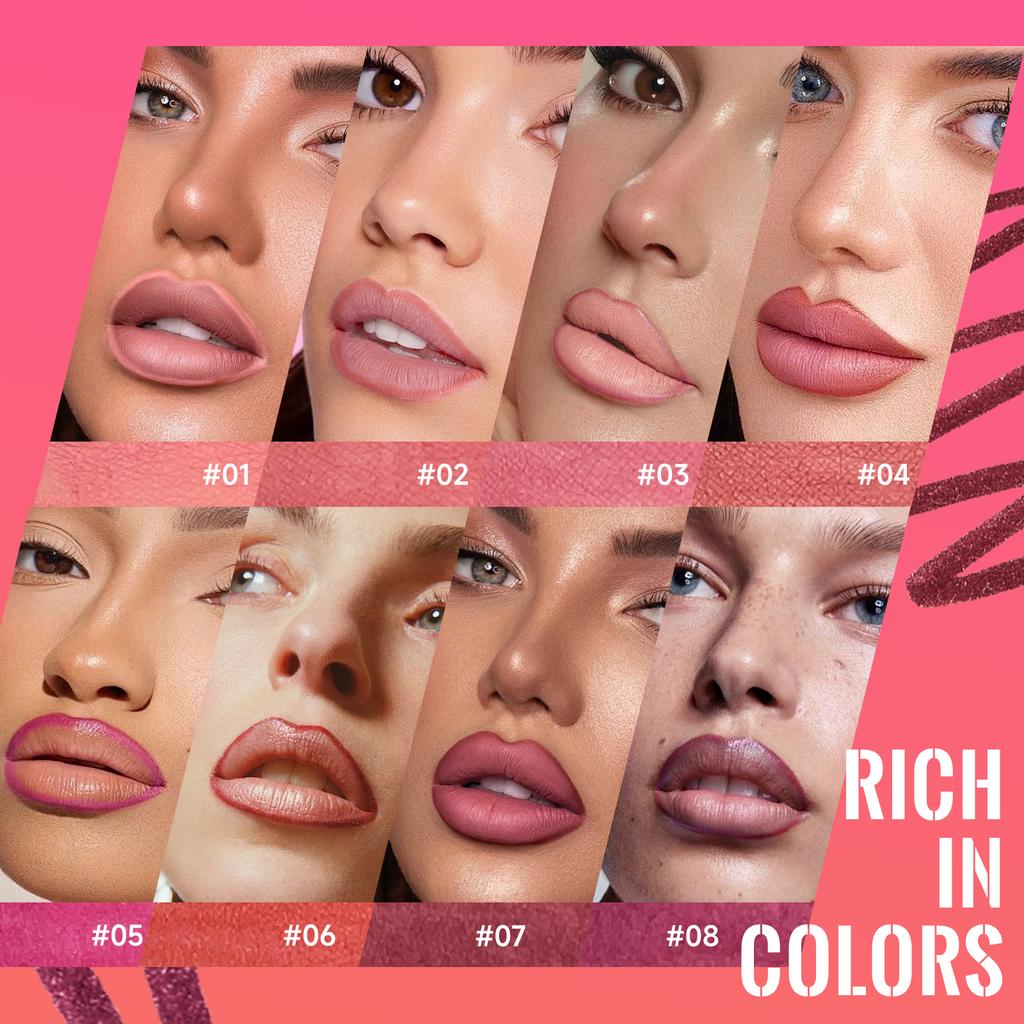 Набор из 8 карандашей для губ, стойкий, водостойкий, потостойкий, легко наносится, не выцветает, набор блесков для губ, косметика для красоты