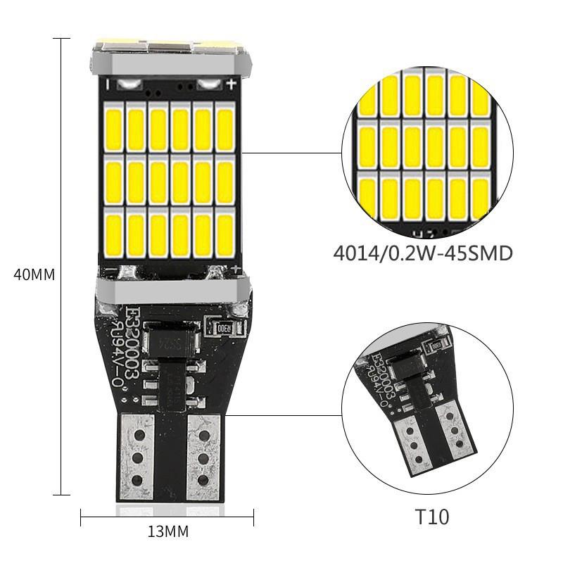 6 шт. Светодиодные лампы T15 W16W 921 912 T16 T10 902 45SMD 4014 Светодиодный свет Супер яркий 1200 лм Замена для фонаря заднего хода автомобиля Белый