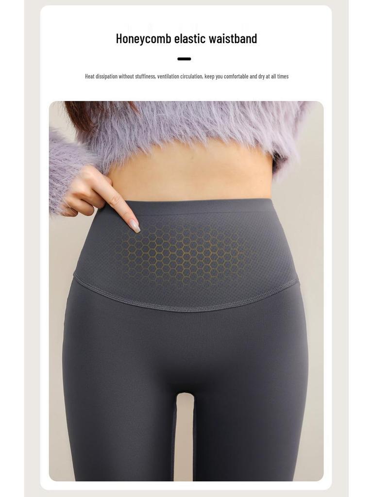 Женские брюки-шарк с флисовой подкладкой: 2024 Утепленные леггинсы для йоги толстого черного золота для осени/зимы