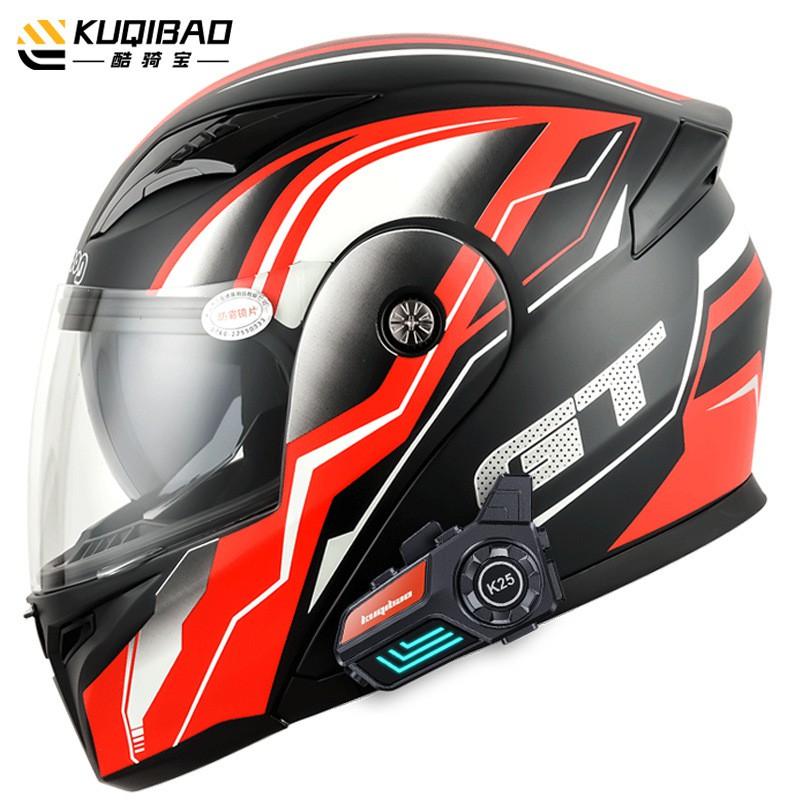 Dual Lens Flip-Up Motorcycle Helmet With Bluetooth K25 ABS Full Face 3C Certified Scooter Motorbike Riding