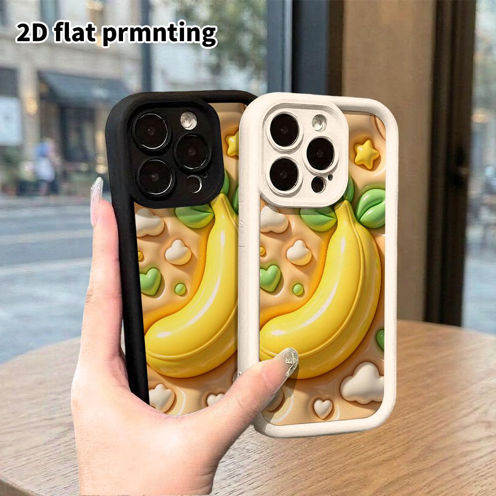 Чехол для телефона: 2D плоский дизайн, подходящий для защитного чехла iPhone 18 17 16 15 14 13 Pro, 3D банан, идеальный рождественский и хэллоуинский подарок