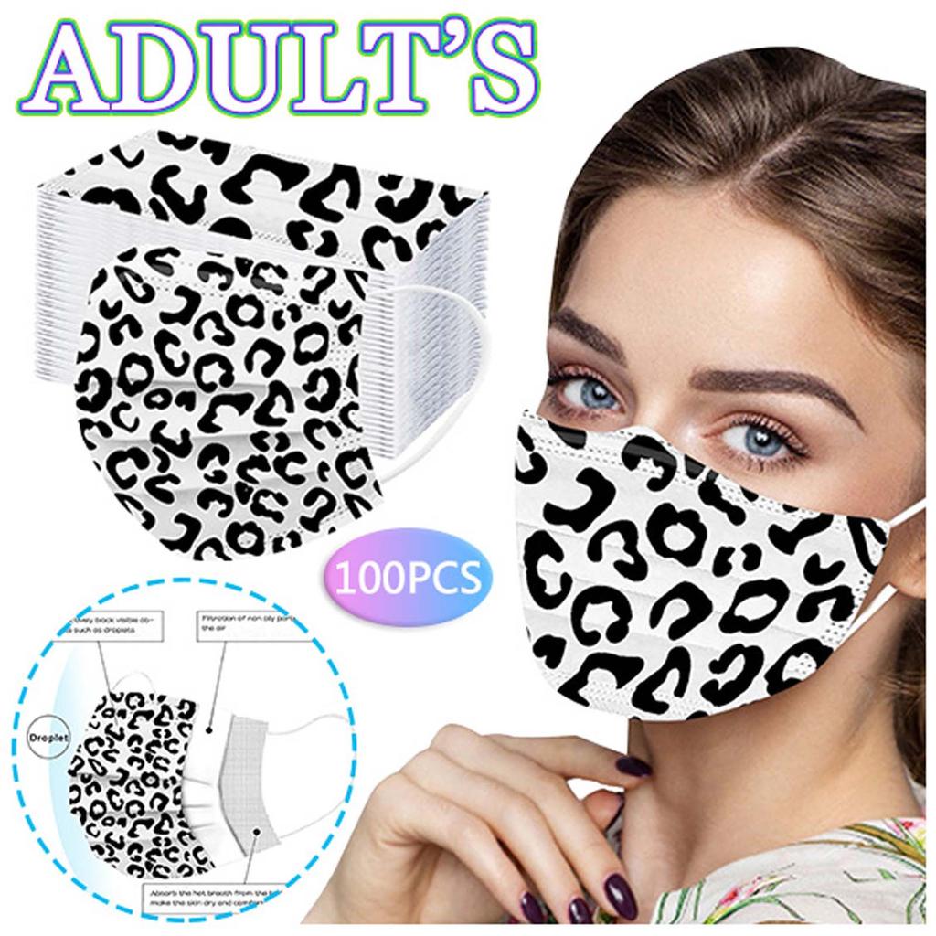Adult Three-Layer Disposable Dust-Proof Protective Leopard Print Mask