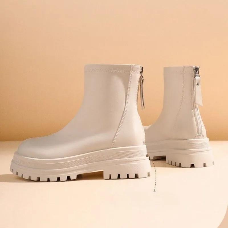 Heeled Booties Large Size Warm Very High Heels Women's Ankle Boots Round Toe Hot Sale Quality Spring 2024 Pu Female Short Shoes