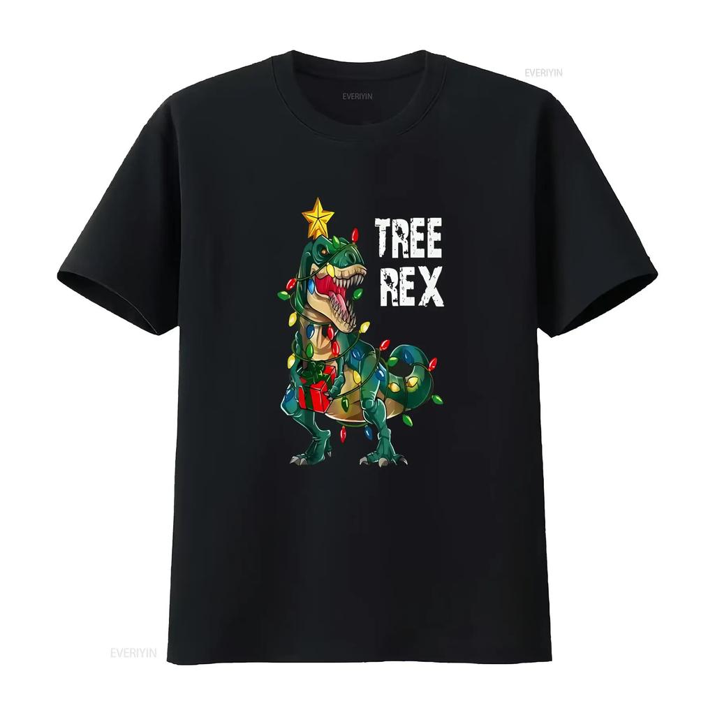 Tree Rex T Funny Christmas Dinosaur Womens Shirt Unique Design Festive Fun vintage Washed homme fashion Breathable Casual