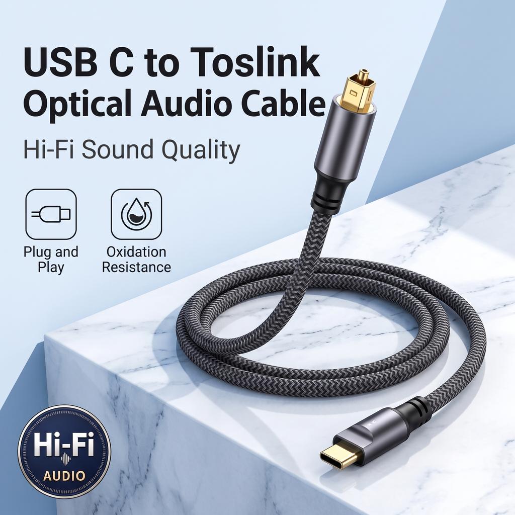 USB Type C на Оптический SPDIF Toslink Аудио Кабель Плетеный Позолоченный 24 бит 96 кГц Цифровой Стерео Адаптер для Саундбара Динамика ТВХороший продукт