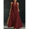 Elegant V Neck Loose Dresses Summer Women's 2026 New Neck-Hanging Long Holiday Party A-line Dress Women Street Chic Youth Loose Fashion Dress