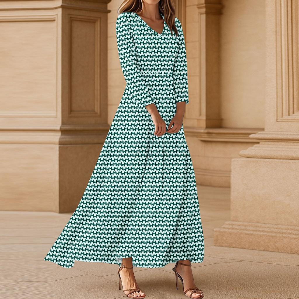 Платья для женщин Винтажное цветочное туниковое платье миди с завышенной талией Летнее повседневное платье с рукавом 3/4