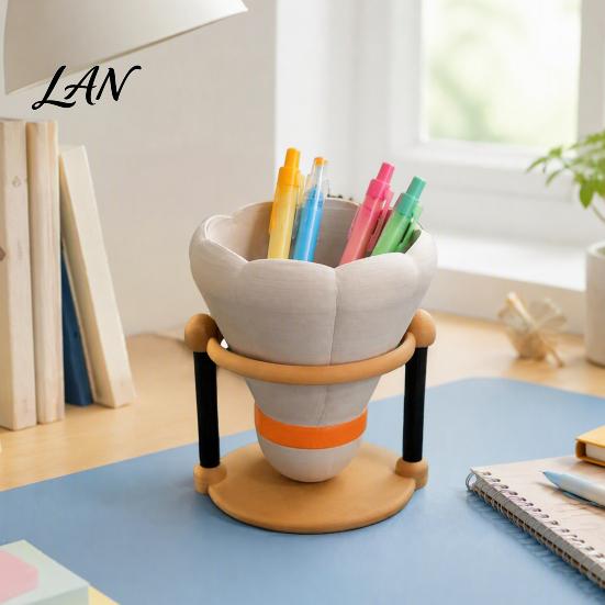 Modern Home Office Decor 3D Printed Badminton Pen Holder, Desktop Stationery Organizer, Creative Desk Multifunctional Bin Storage Cup for Supplies